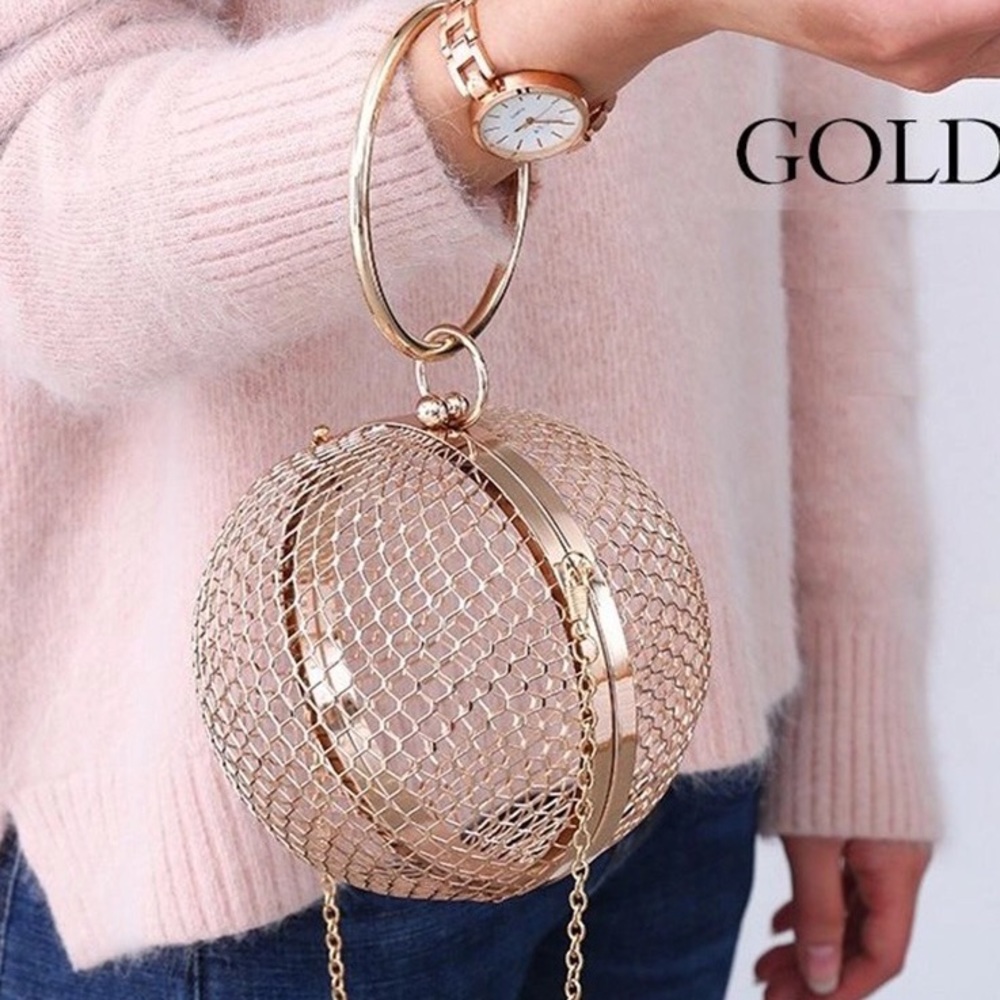 Gold mesh round bag / used once …  had lots of complements! Still new …